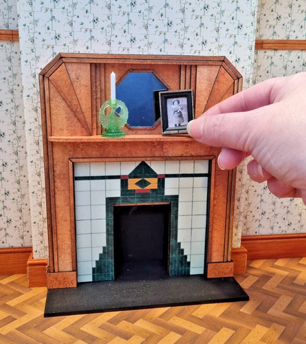 Dollhouse art deco fireplace - dollhouse,