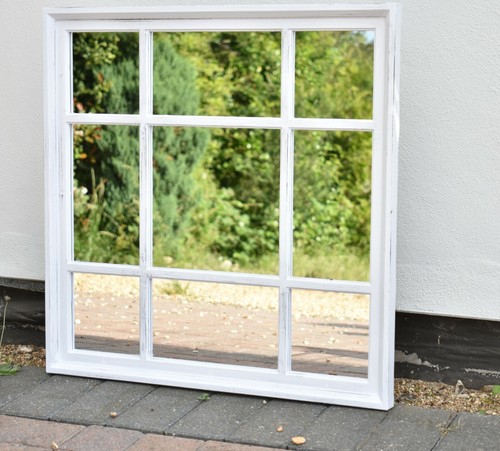 Rustic look white window wall - white,
